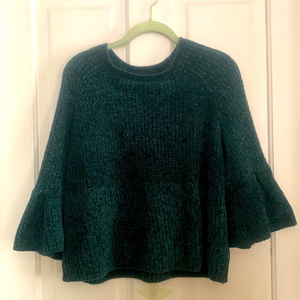Dark green a.n.a sweater. Super comfy and soft. 100% polyester-easy maintenance.